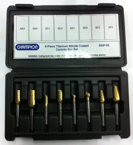 Champion Cutting Tools 8 Pc. Tincoated Bur Kit Plastic